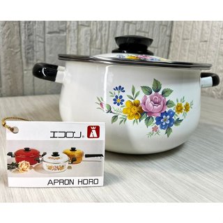 日本帶回 APRON 琺瑯彩色鍋 琺瑯鍋 搪瓷鍋 22cm 兩手鍋 深型 湯鍋