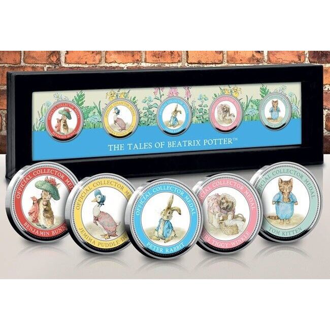 現貨~ 英國彼得兔彩色5枚收藏紀念幣展示框組