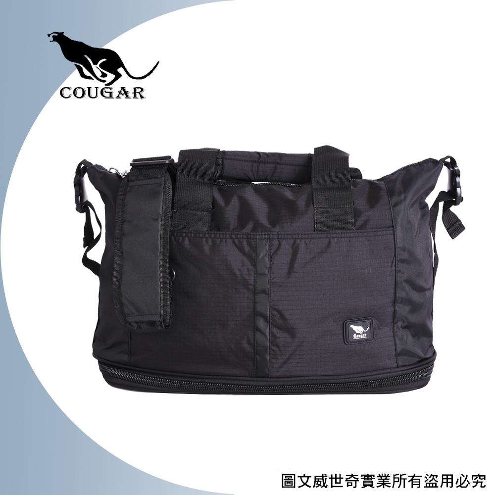 Cougar 可加大 可掛行李箱 旅行袋/手提袋/側背袋(7037全黑色)【威奇包仔通】