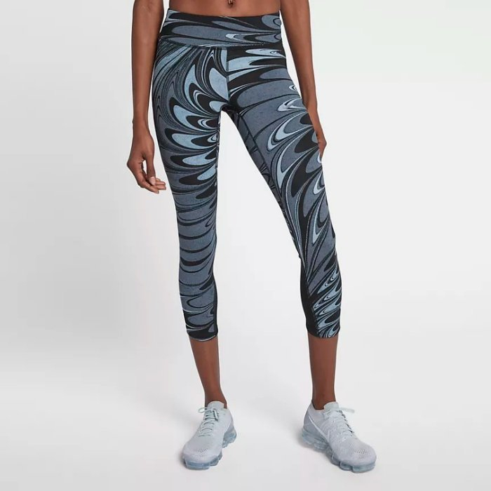 零碼出清(女)【Nike】Power Epic Lux 女子 透氣慢跑七分褲 緊身褲-藍黑灰 890322-471