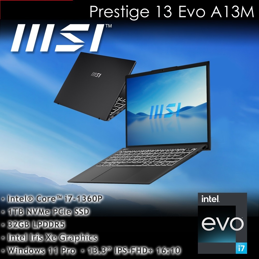 私訊找優惠MSI Prestige 13Evo A13M-041TW i7-1360P /32G /1TB /13.3"