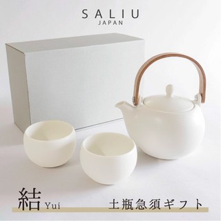 **現貨**日本製SALIU 結 YUI木製提把茶壺茶杯禮盒 土瓶急須 急須茶壺 附濾網 330ml 新居賀禮