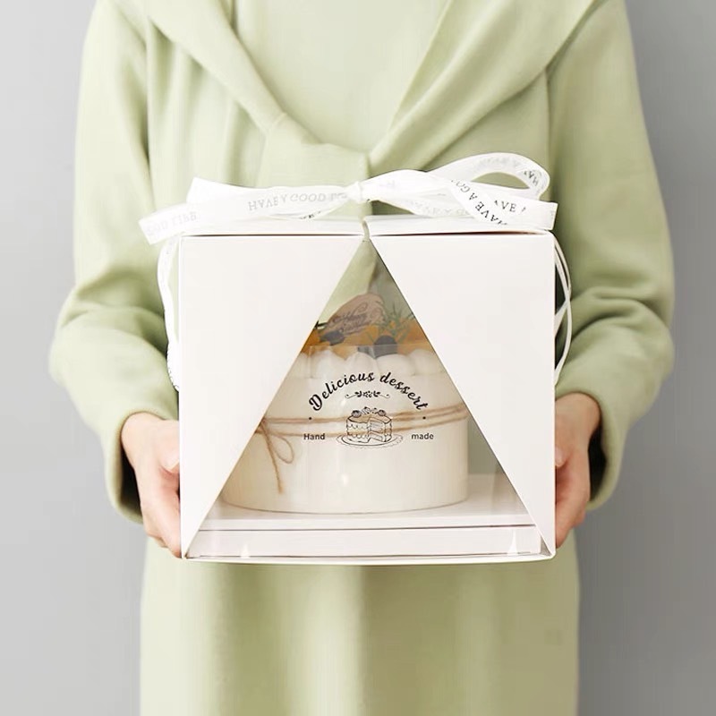 現貨- 4吋 透明蛋糕盒高質感方形生日蛋糕 / 禮盒花禮禮品盒 / 法式質感蛋糕盒 / 緞帶蛋糕盒 / 網美蛋糕盒