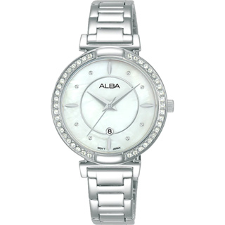 ALBA 雅柏 時尚珍珠貝晶鑽女腕錶-銀/31mm(AH7BF7X1)