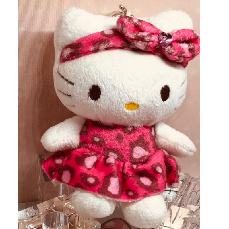 日本帶回來的Hello Kitty早期的粉紅色豹紋娃娃夢幻逸品收藏品