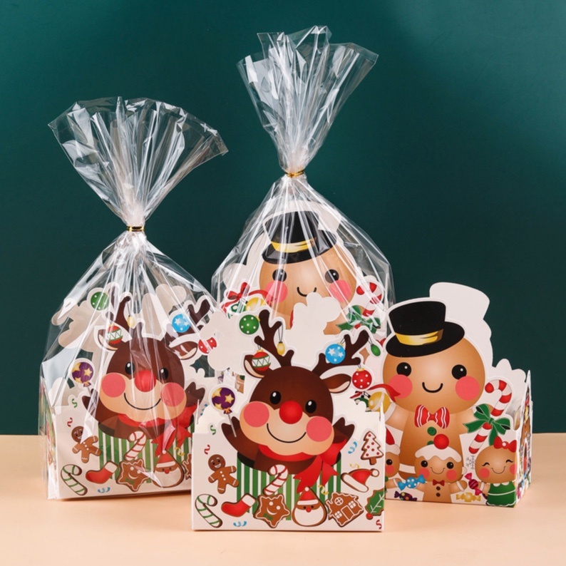◎5套入◎聖誕款式糖果船盒套裝(附透明opp袋)/麋鹿薑餅人卡通餅乾零食盒