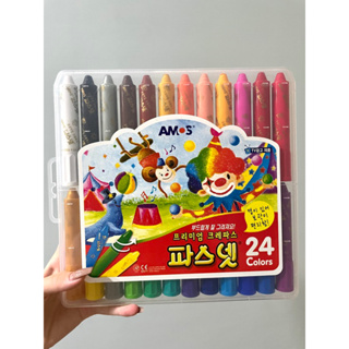 韓國進口韓國原裝AMOS 無毒水溶性蠟筆 蠟筆 24色