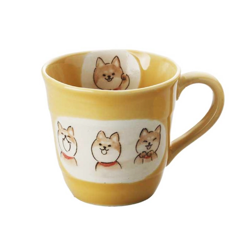 【日本美濃燒】手繪微笑柴犬馬克杯 奶茶杯 咖啡杯 水杯-丹尼先生日式雜貨舖