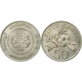 【全球硬幣】新加坡 1985 50 CENTS 50分 SINGAPORE 罕見年份 AU