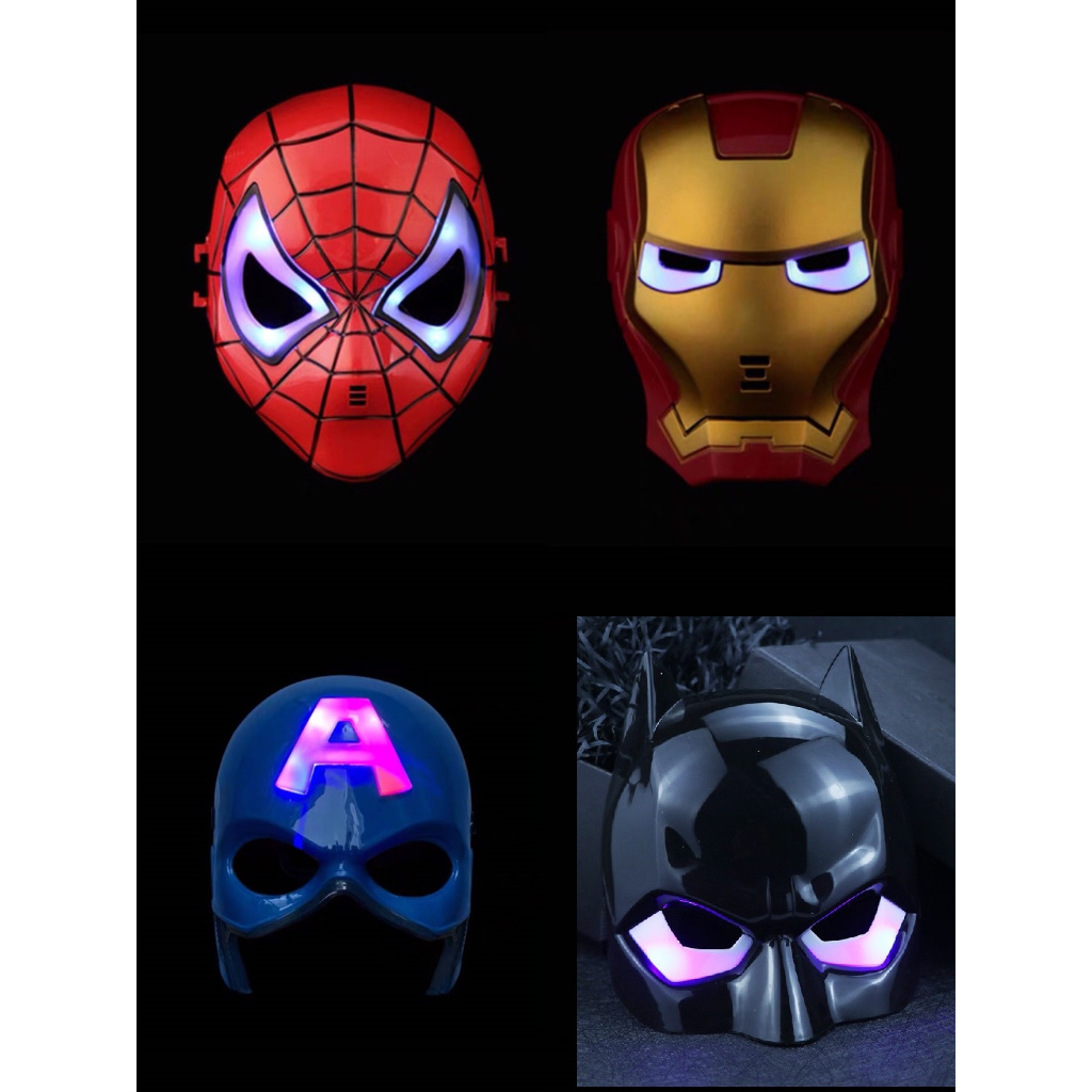 台灣出貨 蜘蛛人面具 鋼鐵人面具  美隊面具 發光面具 發射手套