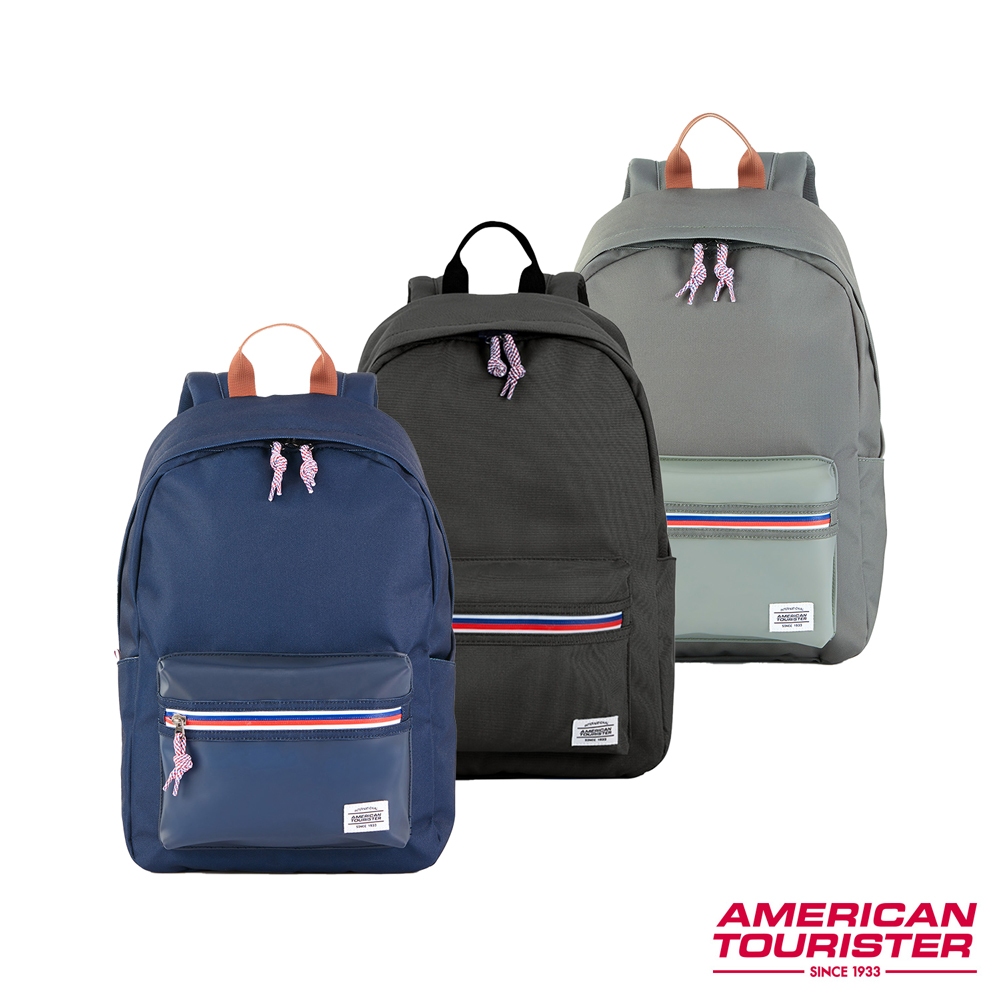 AT美國旅行者 AMERICAN TOURISTER筆電後背包/電腦包14吋 Carter 防水拉鍊休閒抗菌(黑/綠)