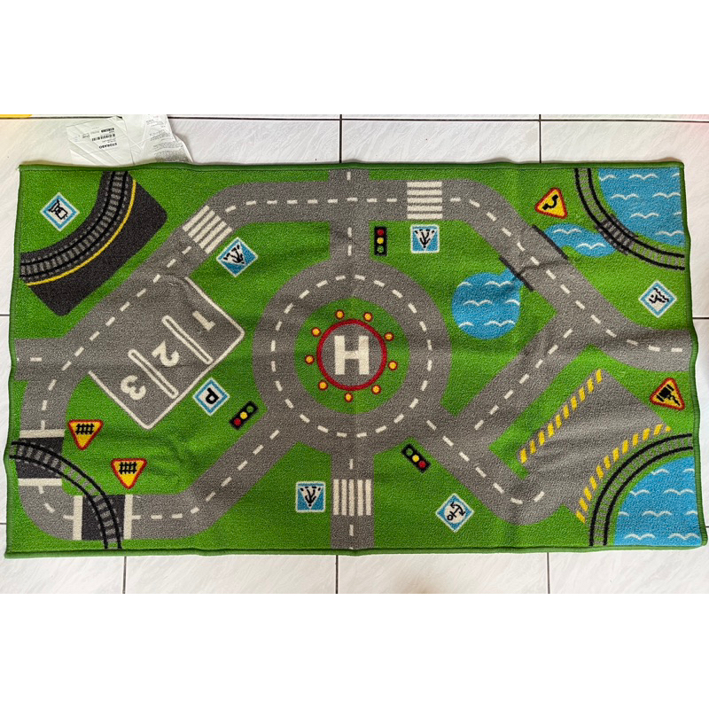 （二手）兒童遊戲地毯  🚦🚠道路停車場交通標誌鐵路 🚆。75x133