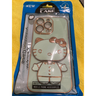 全新熱銷 Hello Kitty iPhone手機殼旋轉鏡子補妝支架 13 Pro 電鍍保護殼 矽膠殼 自帶鏡頭保護膜