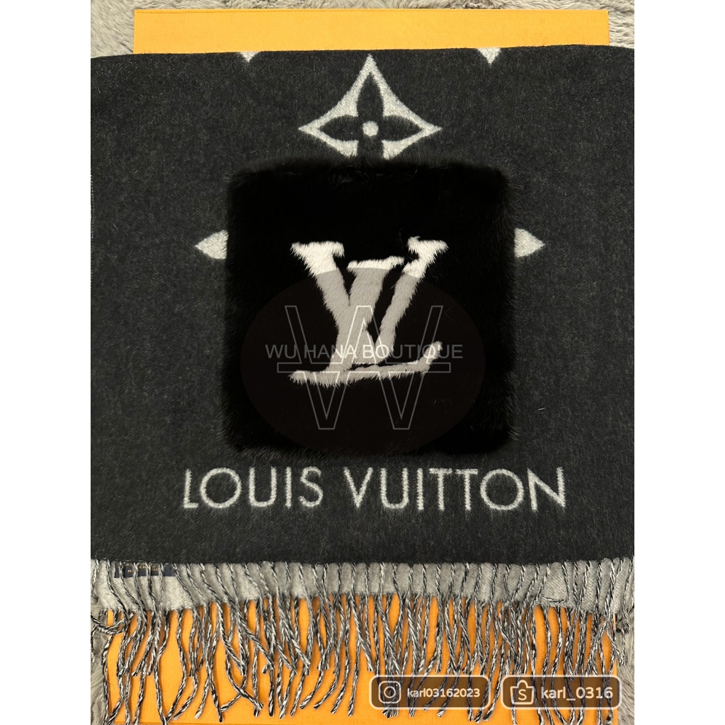 Louis Vuitton LV 口袋圍巾 Cold Reykjavik(黑色、淺灰色)