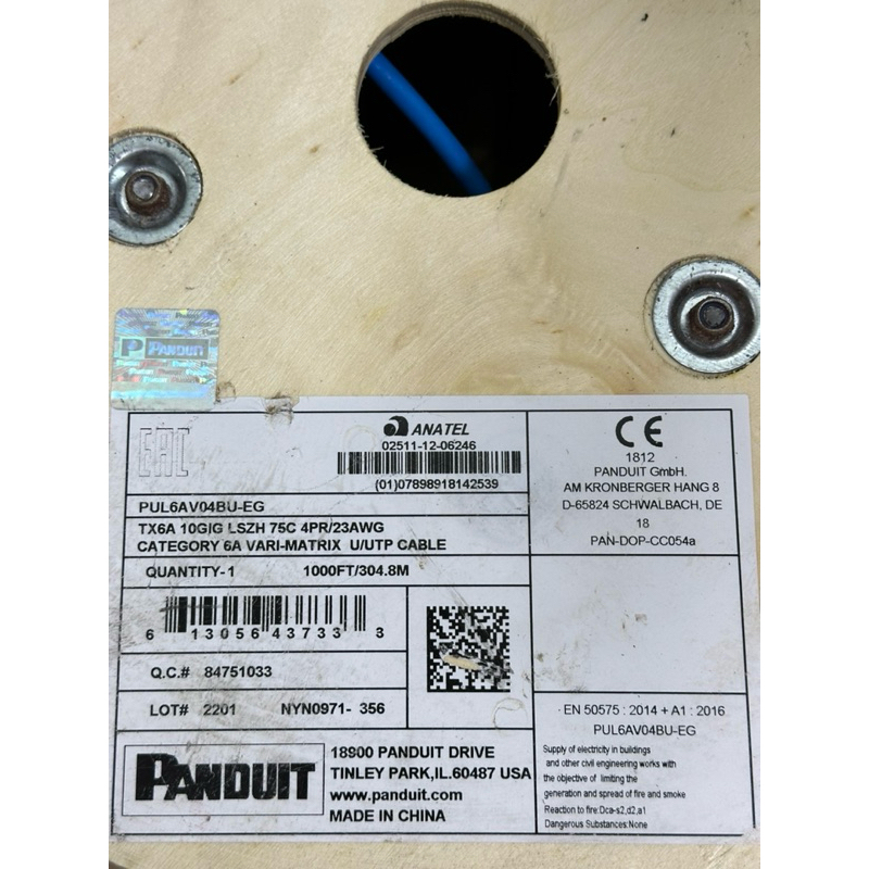 Panduit cat6A 網路線零售PUL6AV04BU-EG 100米