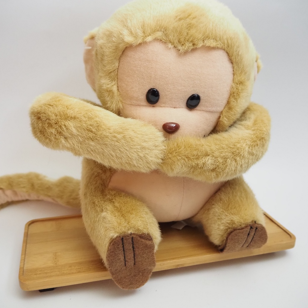 全新 1995年 1入 大型 三猿 猩猩 猴子 金剛 娃娃 棕色 中式 厚毛 布偶  早期老物品味童趣收藏