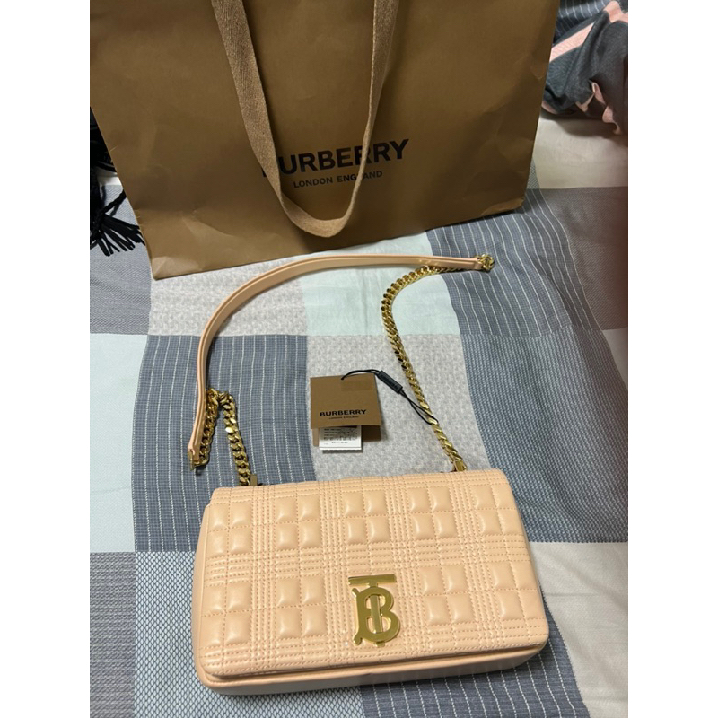 全新Burberry lola小型絎縫格紋羔羊皮 Lola包