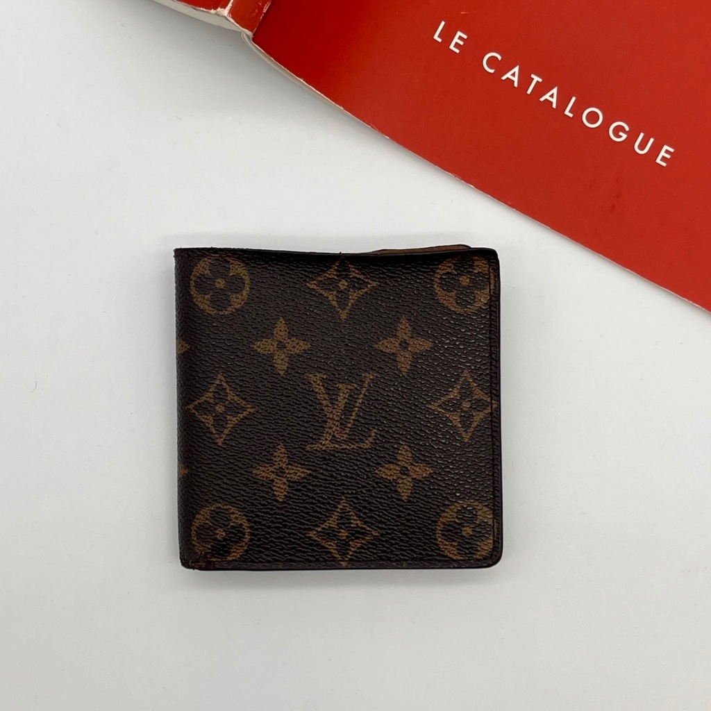 【哈極品】二手品《Louis Vuitton LV 老花 字紋 二折零錢短夾/皮夾》