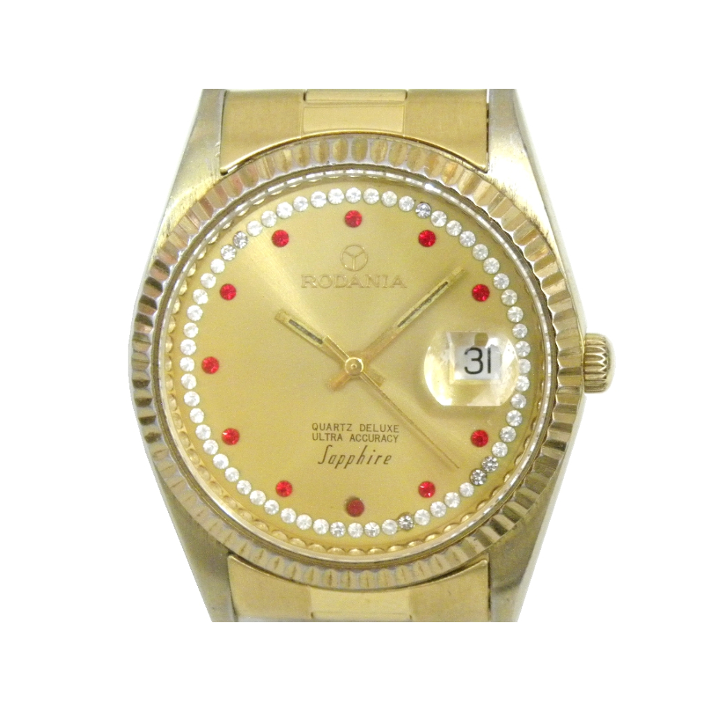 [專業] 石英錶 [RODANIA 8216M] 羅唐納 蠔式金錶[金色面+日期]/時尚錶