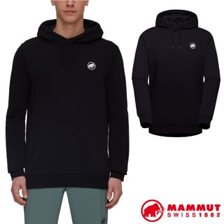 【MAMMUT 長毛象】男 輕量有機棉透氣保暖連帽長袖T恤 Original 休閒運動衫 上衣 黑 05320
