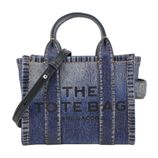 MARC JACOBS 單寧牛仔印花皮革手提兩用包-迷你/藍｜100%原廠真品｜JS Maxx官方旗艦館