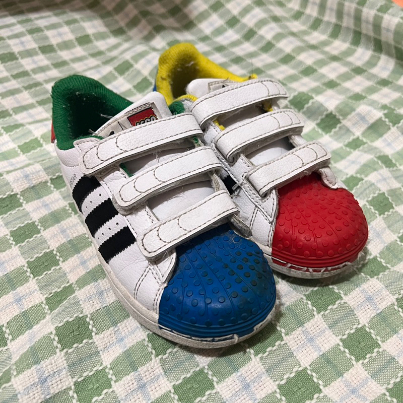 Adidas Originals superstar 愛迪達 LEGO 黃紅黃藍 魔鬼氈 童鞋 17.5cm