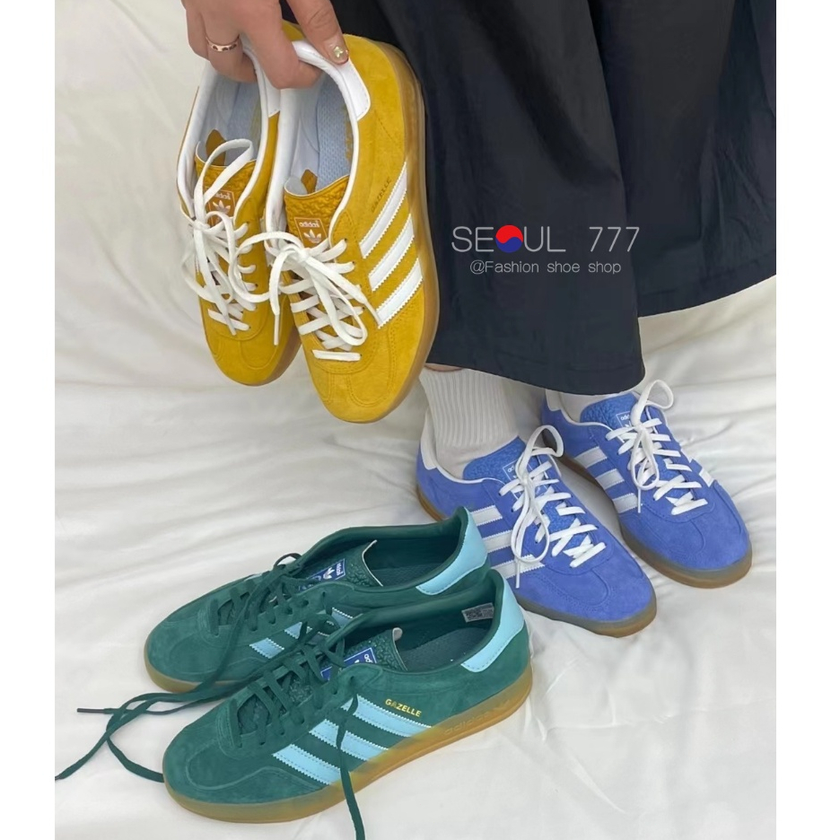 777-adidas originals gazelle lndoor 黃色 藍色 綠色 HQ8716 女鞋 橡膠底