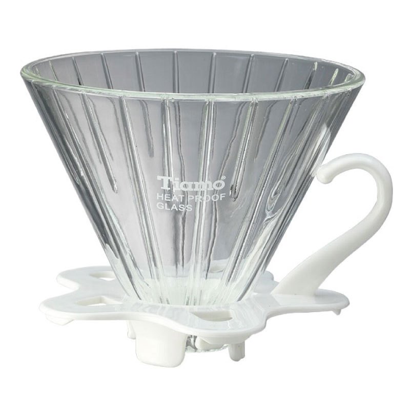 【Tiamo】V02玻璃 錐型 咖啡濾器組 附量匙/HG5359W(白/2-4人份)| Tiamo品牌旗艦館
