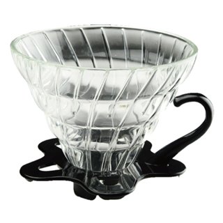 【Tiamo】V02耐熱玻璃 咖啡濾杯 濾器 附咖啡匙+滴水盤/HG5357BK(黑/2-4人份)|Tiamo品牌旗艦館