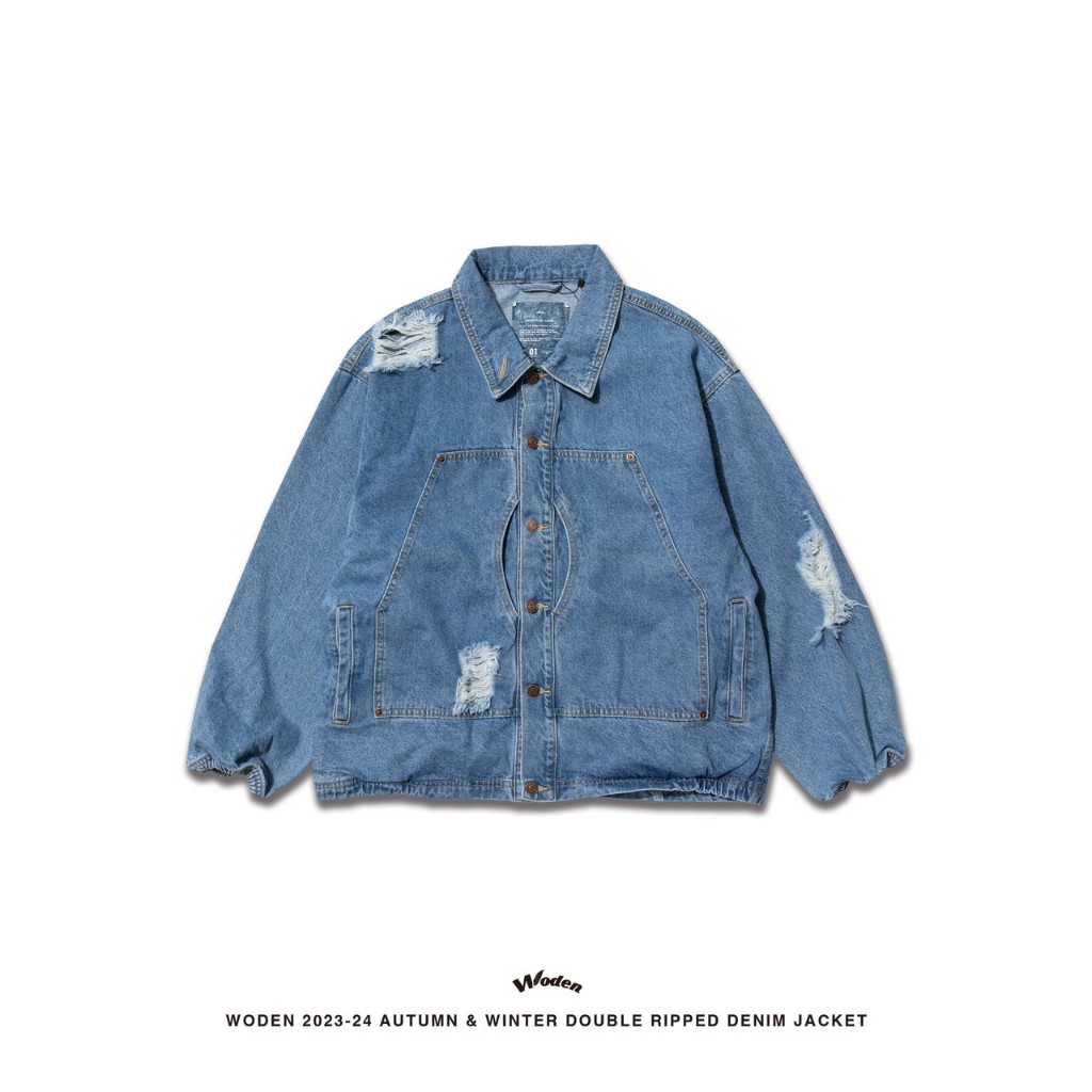 WODEN 2023-24 Autumn & Winter Double Ripped Denim Jacket牛仔外套