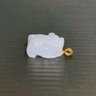 玉貴人…天然純K金 冰糯種小小貔貅淡雅紫翡翠玉墜，送證書，特價