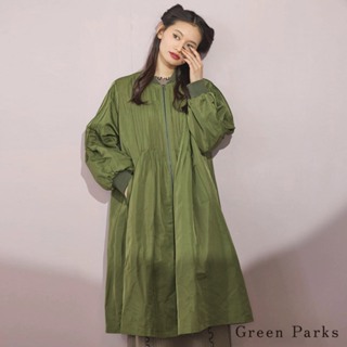 Green Parks 細針褶軍裝感拉鍊長版大衣外套(6P34L0Z0200)