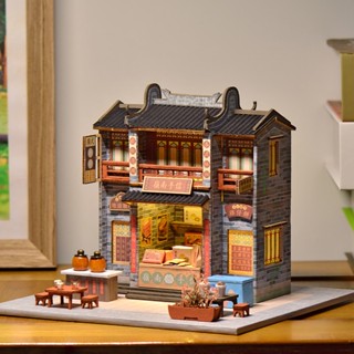 【臺灣現貨|嶺南手信】歡樂文創diy小屋 袖珍屋 嶺南西關街景 蛋黃酥 伴手禮店 道地五福臨門臘味禮盒 廣式酥餅店