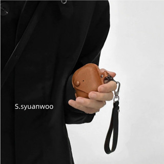 【ooxx】高質感掛繩皮套耳Airpods Pro耳機殼 2色 -復古感 韓系蘋果藍芽耳機保護套 耐摔 ins耳機套