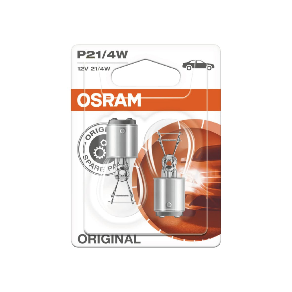 OSRAM歐司朗 ORIGINAL 7225 歐規雙芯斜角煞車燈泡 P21/4W 12V 21/4W(2入)【真便宜】