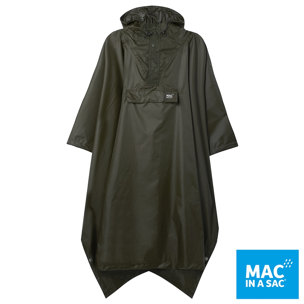 【MAC IN A SAC】中性款輕巧袋著走快穿成人斗篷式雨衣MNS041墨綠