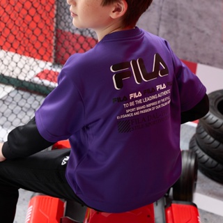 【FILA】KIDS 孩童款 吸濕排汗 長袖上衣-紫色 1TEW-8436-PL