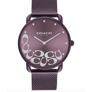 COACH 公司貨經典大C面 CO14504339紫色米蘭錶帶 女錶