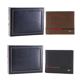 Tommy Hilfiger 男士皮革 Leif RFID 雙折皮夾 短夾 (31TL220134) 黑色/棕色