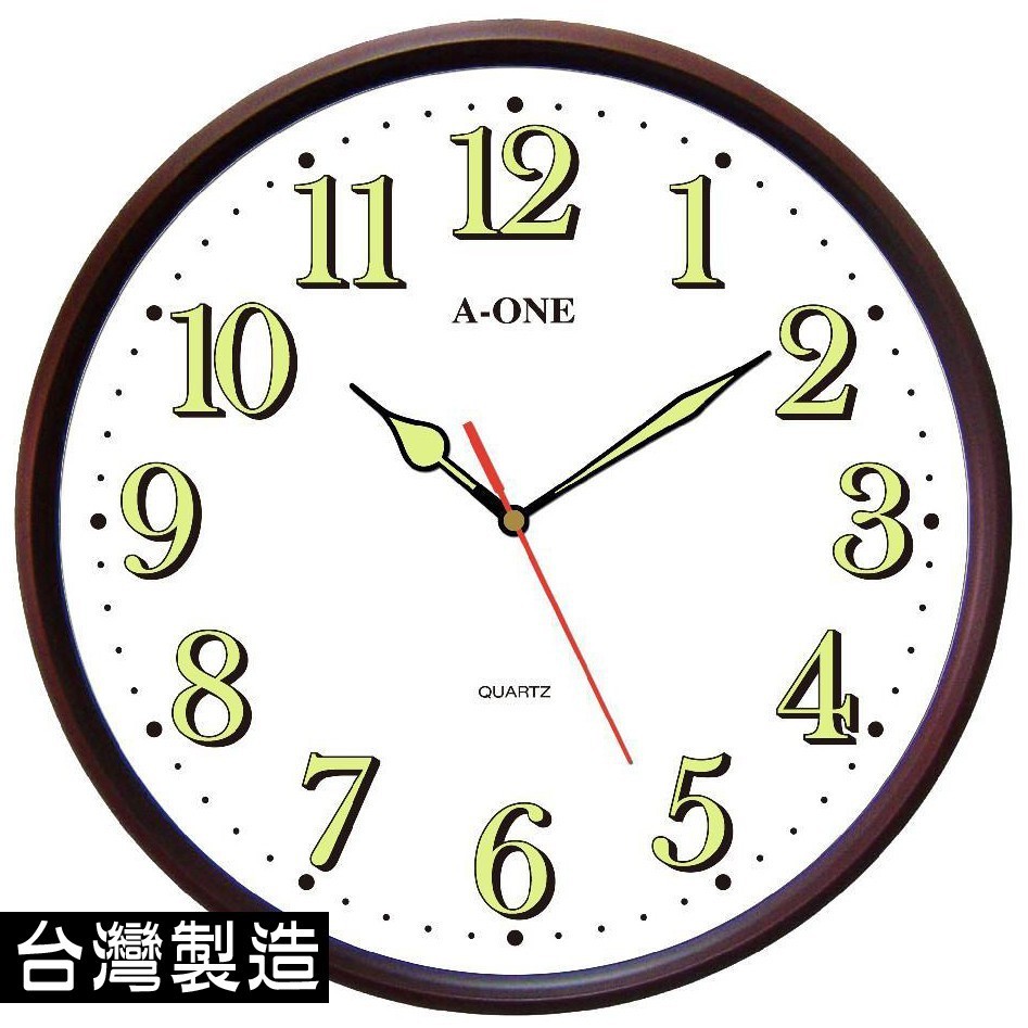 台灣製 A-ONE 超靜音印花夜光掛鐘 TG-0566 超大數字時鐘 掛鐘 鬧鐘