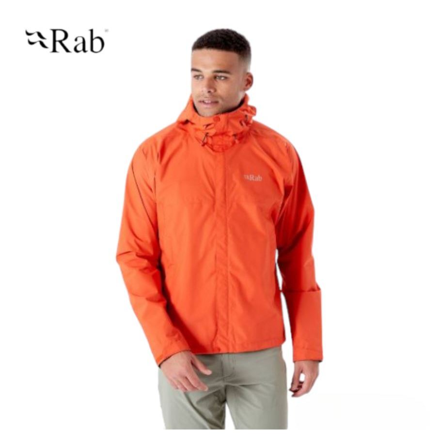 Rab Downpour Eco Jacket 男 輕量防風防水連帽外套 爆竹橘 QWG-82 休閒外套【陽昇戶外用品】