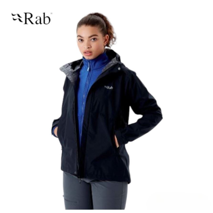 Rab Downpour Eco Jacket 女 輕量防風防水連帽外套 黑色 QWG-83 休閒外套【陽昇戶外用品】