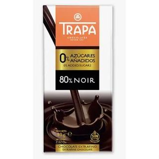 Trapa 無添加糖80％黑巧克力片 80 g