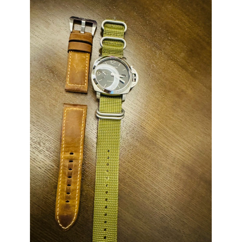 沛納海 panerai 原廠小牛皮錶帶 經典淺咖啡色 22mm寬 二手美正品