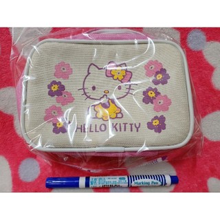 三麗鷗 正版 化妝包 凱蒂貓 Hello Kitty收納包 帆布雙拉鍊包
