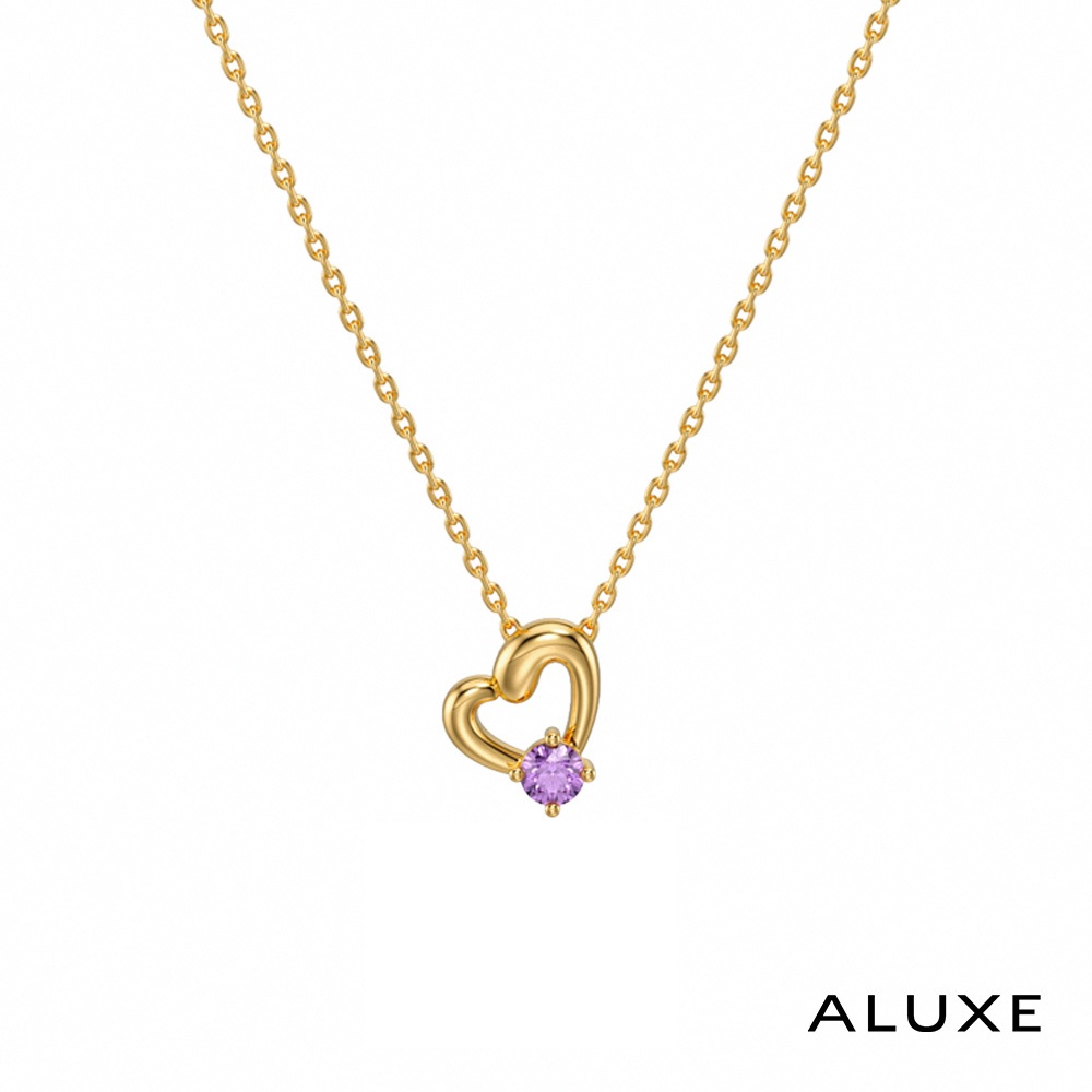 ALUXE 亞立詩 10K金 紫水晶 寶石項鍊 Heart 小熊維尼 迪士尼系列 NNDW001