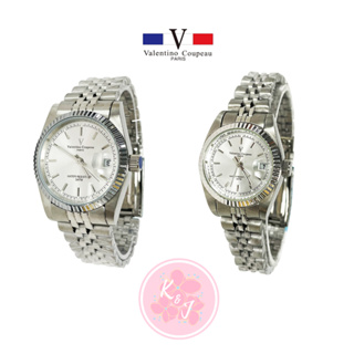【valentino coupeau 范倫鐵諾】 V12169S銀 不銹鋼 防水手錶 放大日期 情侶對錶 原廠公司貨