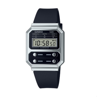 【CASIO 卡西歐】復古方型電子錶 A100WEF-1A 32.7mm 現代鐘錶