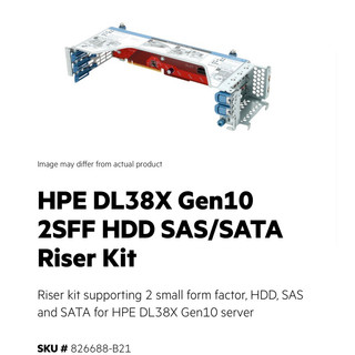 826688-B21 HPE DL38X Gen10 2SFF HDD SASSATA Riser Kit