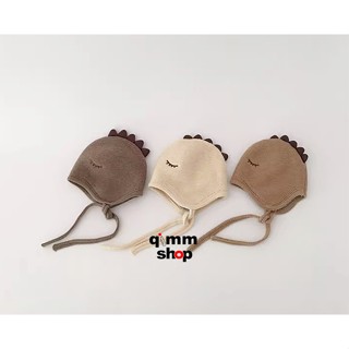 【Qimm shop】現貨✰ins韓版恐龍帽子 繫帶護耳帽 秋冬寶寶保暖帽 嬰兒帽 純棉內裡 恐龍帽 拍照帽 針織帽
